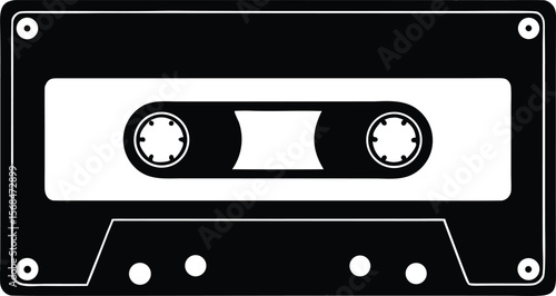 retro cassette tape silhouette vector illustration