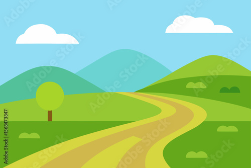 Grasslands And Road Nature Background