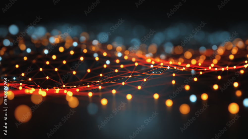 Obraz premium Abstract technology white background. Earth network with glowing nodes and net lines business connection of lines from nodes It is connected to endless nodes and represents the innovation of communica