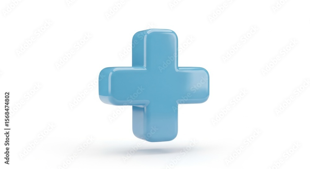 A blue plus sign is isolated on white background A blue plus sign is isolated on white background