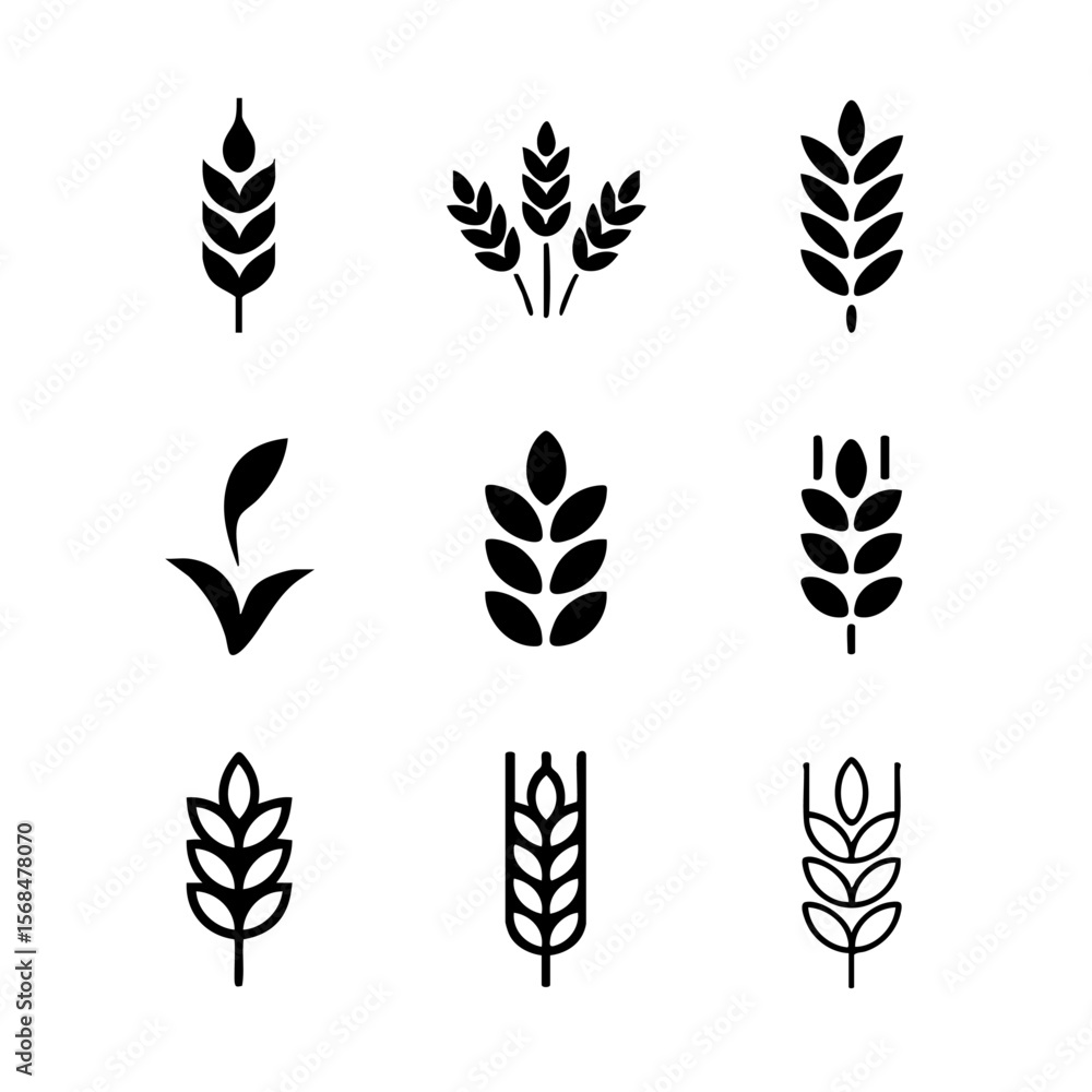 Minimalist Grey Wheat Icon Silhouette with Transparent Background vector Minimalist Grey Wheat Icon Silhouette with Transparent Background vector