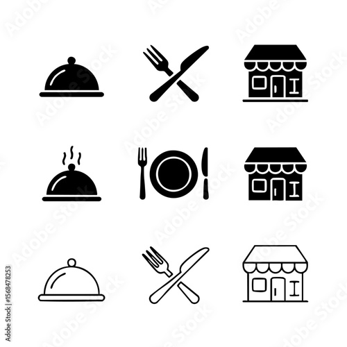 Minimalist Restaurant Icon Silhouette Transparent Background Single Plate food