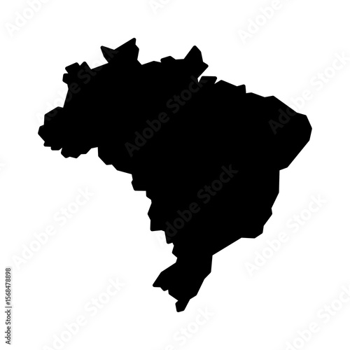 Brazil map silhouette icon isolated on transparent background