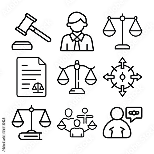 Law Justice Icons Legal System Symbols