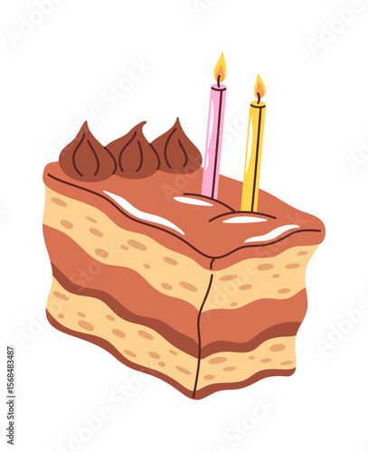 Chocolate brownie birthday cake cartoon