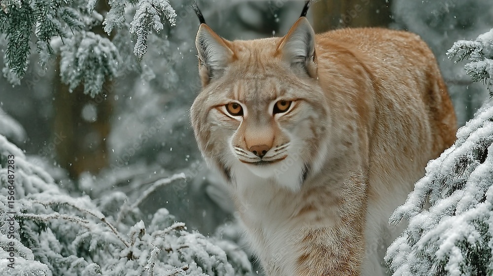 Obraz premium Lynx in winter woods