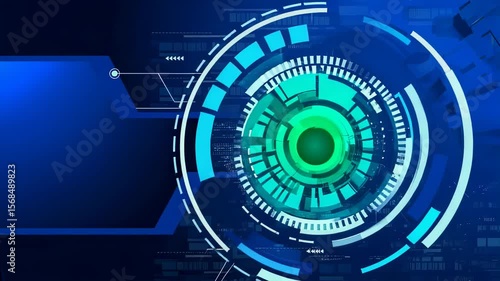 Futuristic Technology Interface with Glowing Core and Geometric Patterns