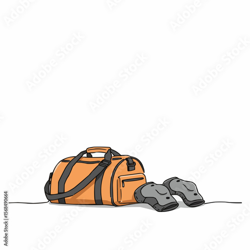 Sports bag with knee pads on white background  