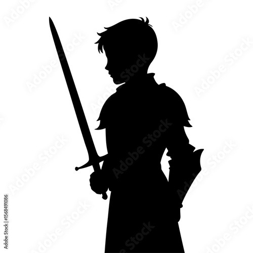 Regal prince silhouette royal armor vector for fairy tales royal weddings and heritage tourism branding