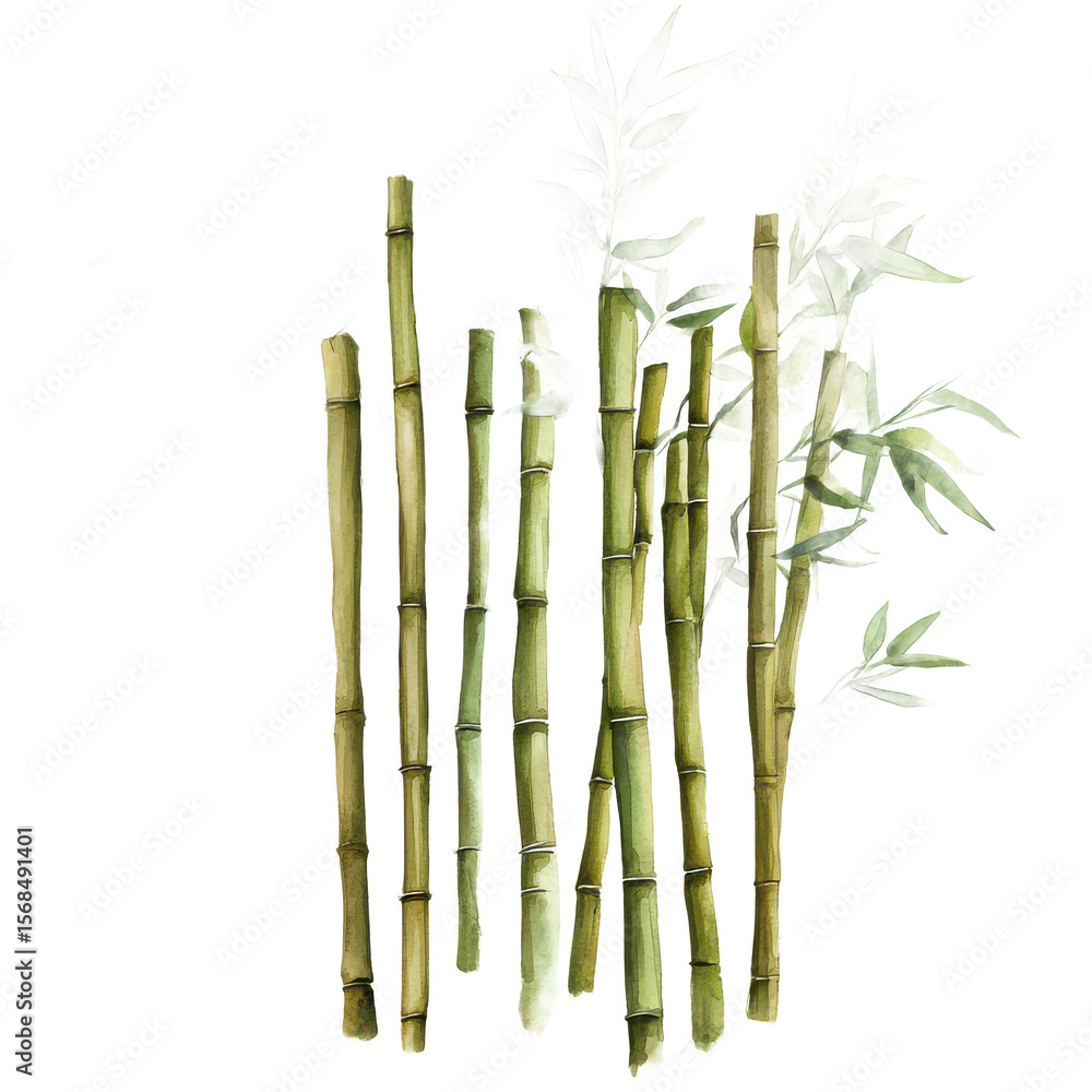 Fototapeta premium . Bamboo watercolor illustration isolated on transparent. subject
