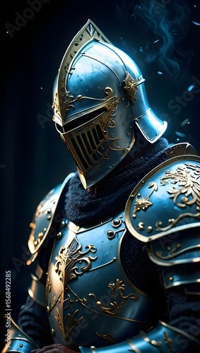 Knight in shining armor portrait fantasy art medieval warrior helmet and breastplate