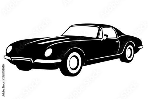Retro luxury sport vehicle vector, classic car auto isolated, side view, shiny chrome wheel design