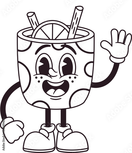 Mulled wine black-and-white cup character