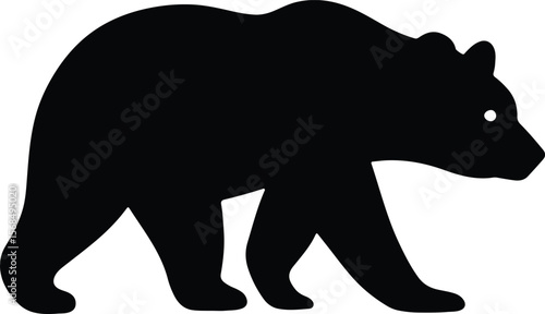 Silhouette grizzly bear walking on white background vector illustration