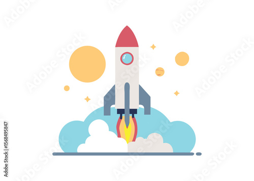 Space rocket Launch Vector Illustration