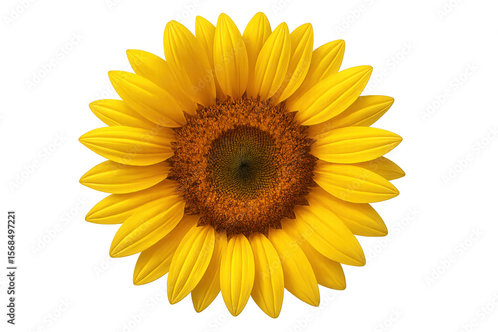 Fototapeta premium Close-up of a vibrant sunflower with transparent background, showcasing its intricate details and radiating beauty