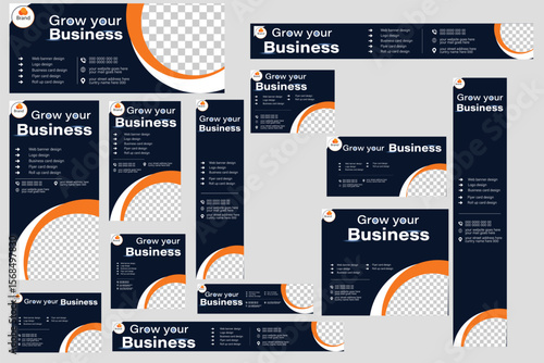 
Abstract powerpoint presentation templates set,  banner template, brochure, landing page, company profile, business design package set, vector illustration