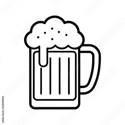 Beer Mug Line Art Flat Vector Design