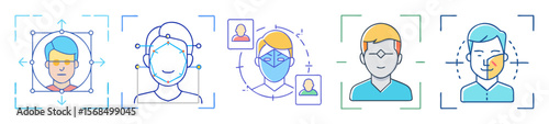 Illustrations depict the different methodologies for facial recognition and analysis technology