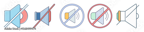 Varied Sound Off Icons for Mute, Silence, and Audio Control Functions