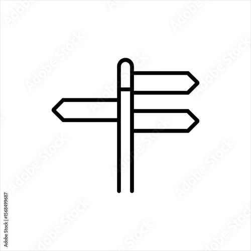 Simple black line art icon of a directional signpost with three arrows
