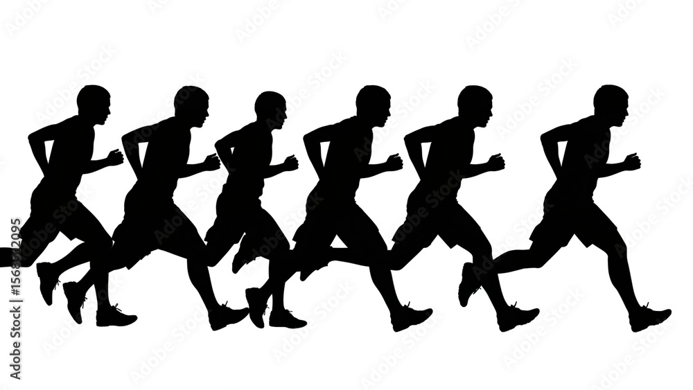 Obraz premium Running People Silhouette Isolated on Transparent Background PNG