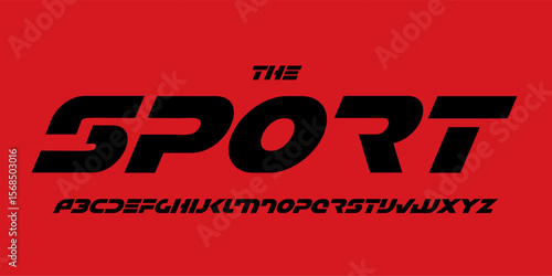 Futuristic racing font, bold cutout alphabet, tilted cyber letters, tech sport typeface for auto logo, game poster headline, dynamic typography, modern movement typographic design. Vector typeset.