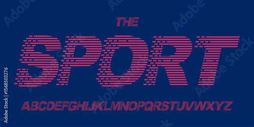 Speedline racing font, performance stripe italic alphabet, distorted kinetic letters, motion sport typeface for turbo logo, dynamic game headline, action effect typographic design. Vector typeset.