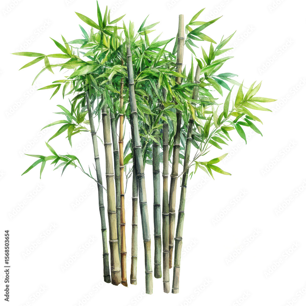 Obraz premium . Bamboo watercolor illustration isolated on transparent. subject