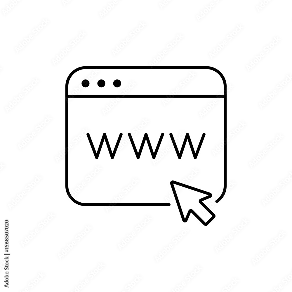 Web Browser with WWW Icon: Internet Access, Website Navigation, and Online Connection Interface Symbol Web Browser with WWW Icon: Internet Access, Website Navigation, and Online Connection Interface Symbol