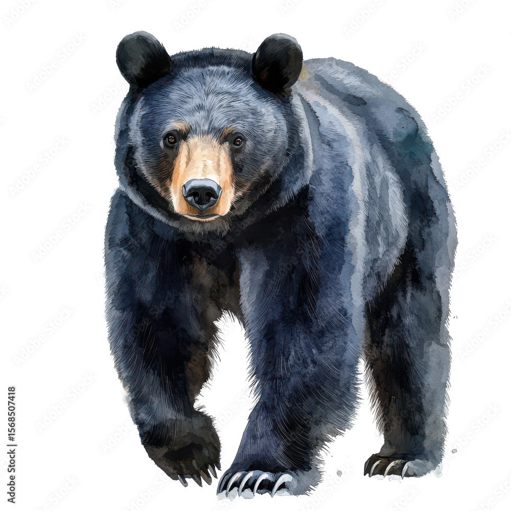 Fototapeta premium . Black bear watercolor isolate illustration PNG. subject