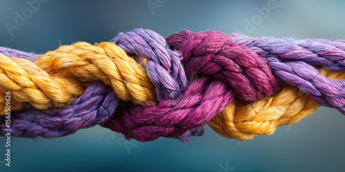 Unity in Diversity: Symbolic Intertwined Ropes Representing Teamwork and Leadership Strength in Business Partnerships