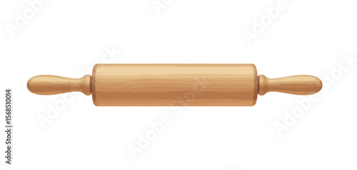 Wooden Rolling Pin Isolated on White Background