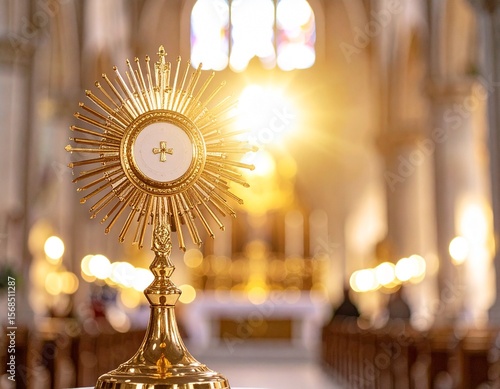 gold monstrance in church