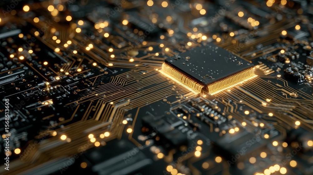 Glowing Chip: Circuit Board Technology. Glowing Chip: Circuit Board Technology.
