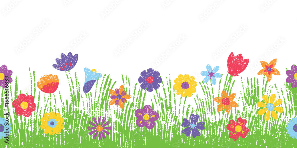 Fotografie Crayon drawing meadow