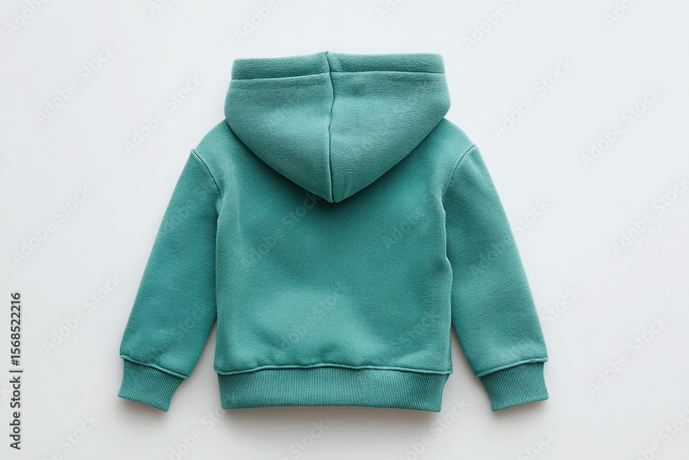 Back view of a teal hooded sweatshirt featuring a soft fabric and minimalist design, isolated on a white background. Great for layering. Back view of a teal hooded sweatshirt featuring a soft fabric and minimalist design, isolated on a white background. Great for layering.