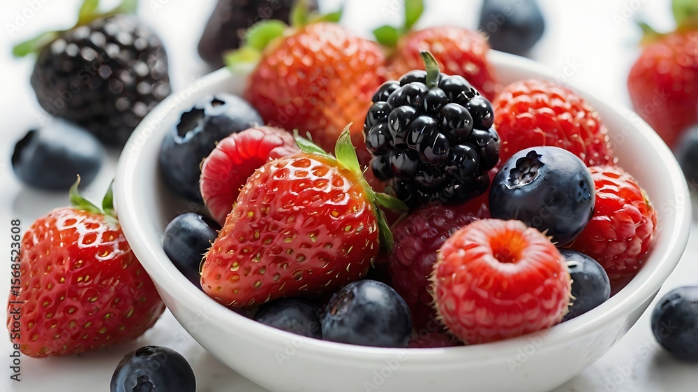 top view of healthy berry yogurt breakfast with plain white background in ultra high resolution image
top view of healthy berry yogurt breakfast with plain white background in ultra high resolution image