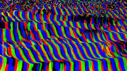 Abstract colorful waves pattern with glitch effect, vibrant and dynamic