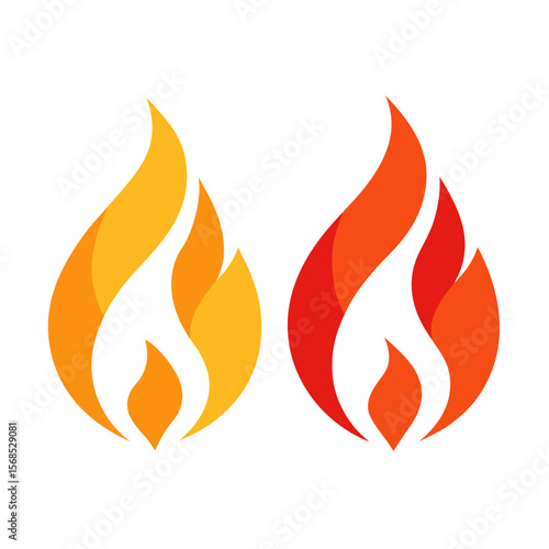 Stylized flames orange yellow red fire illustration