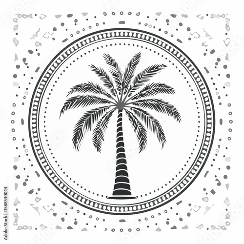 Palm tree vector. Palm Tree Circle Stock Illustration on white background.