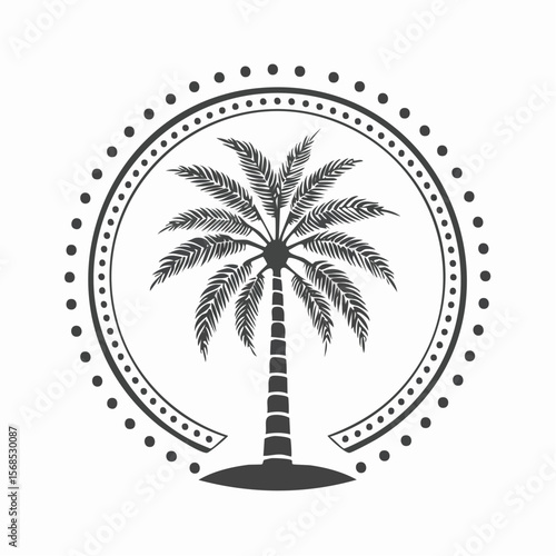 Palm tree vector. Palm Tree Circle Stock Illustration on white background.