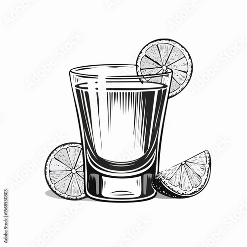 Tequila Glass Vector. Tequila Shot Glasses Images Vector isolated on white background.