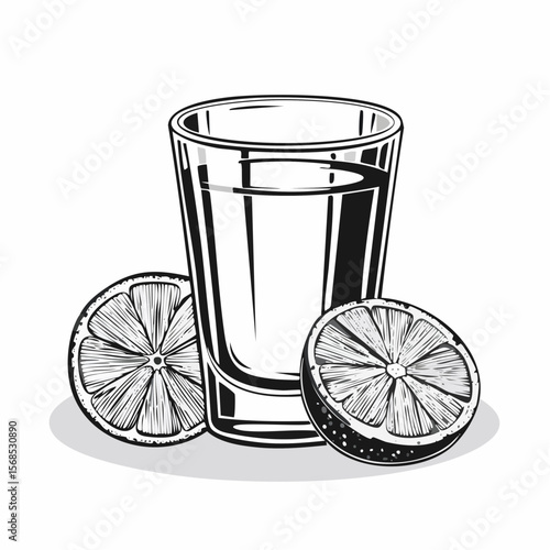 Tequila Glass Vector. Tequila Shot Glasses Images Vector isolated on white background.