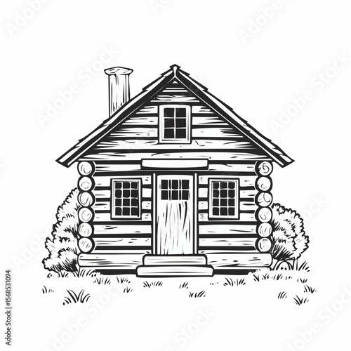 Rustic Cabin Vector. Wooden small cabin Stock Vector Images.