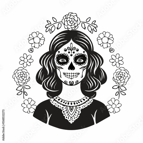 Hispanic heritage sugar skull marigold Festive dia de los muertos  image vector