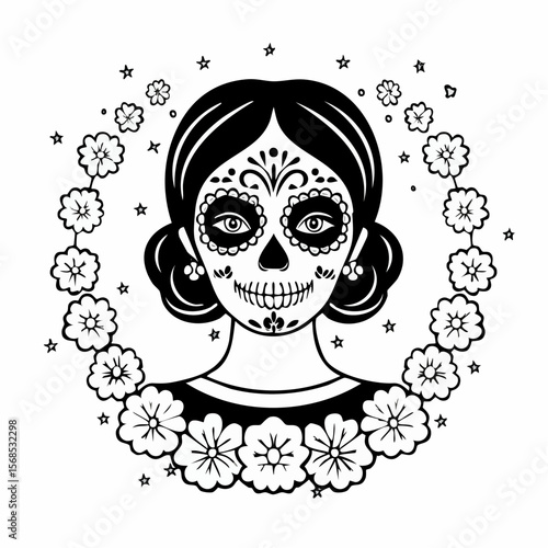 Hispanic heritage sugar skull marigold Festive dia de los muertos  image vector