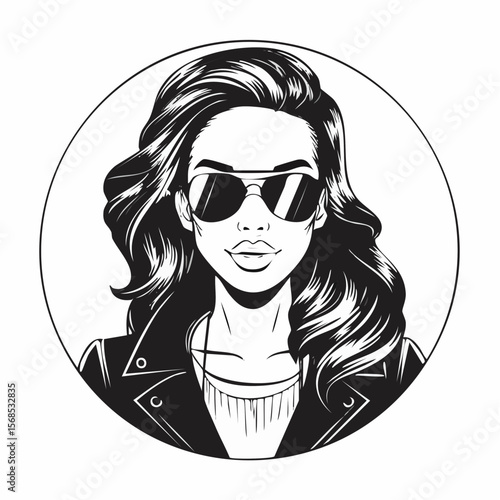 Beautiful Girl Cool Motorcycle Biker Stylish Woman image vector on white background.