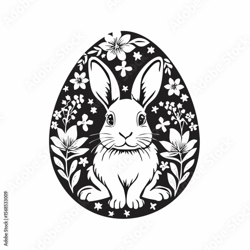 Rabbit Easter Egg Vector Design Images Isolated on White Background.