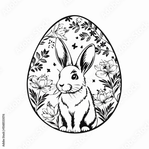 Rabbit Easter Egg Vector Design Images Isolated on White Background.